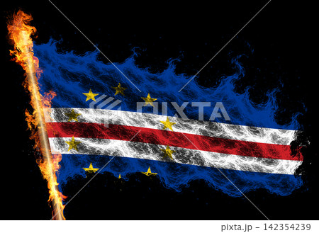 3D Flag on flames 142354239