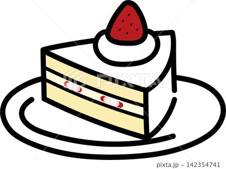 お皿に乗ったショートケーキ 142354741