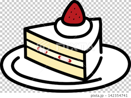 お皿に乗ったショートケーキ 142354741