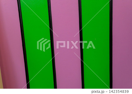 Minimalist Vertical Stripe Pattern Background with Green and Pink Painted Panels 142354839