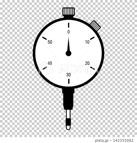 Dial gauge, precision measuring instrument icon, monochrome. Dial gauge, precision measuring instrument icon, monochrome. 142355082