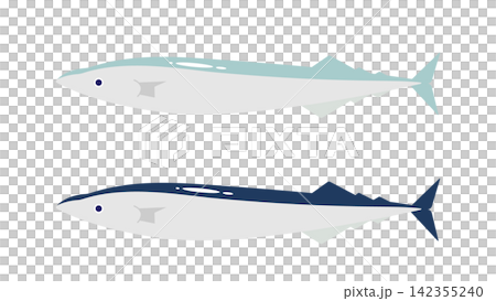 A simple illustration of a saury (2 colors) A simple illustration of a saury (2 colors) 142355240