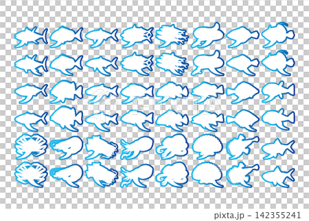 一組海鮮剪影插圖 一組海鮮剪影插圖 142355241