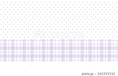 Pastel purple pin dot background with soft lavender plaid bottom border 142355332
