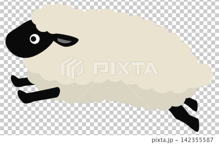 一幅可愛的綿羊跳躍的插圖。 一幅可愛的綿羊跳躍的插圖。 142355587