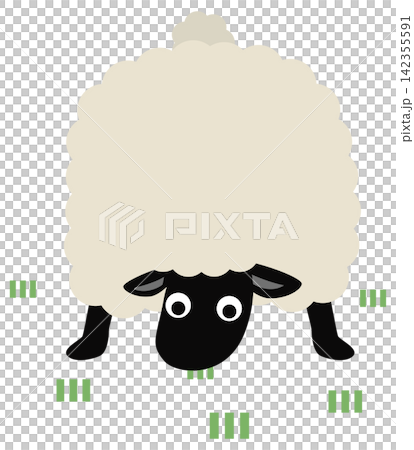 一幅可愛的綿羊吃草的插圖。 一幅可愛的綿羊吃草的插圖。 142355591