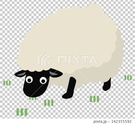 一幅可愛的綿羊吃草的插圖。 一幅可愛的綿羊吃草的插圖。 142355592