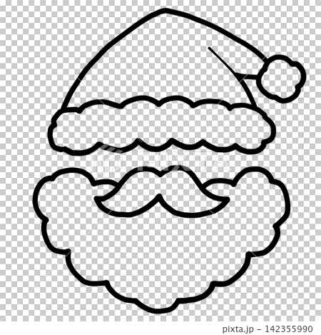 Christmas - Hand-drawn illustration (line art) of Santa with a hat and beard. Christmas - Hand-drawn illustration (line art) of Santa with a hat and beard. 142355990