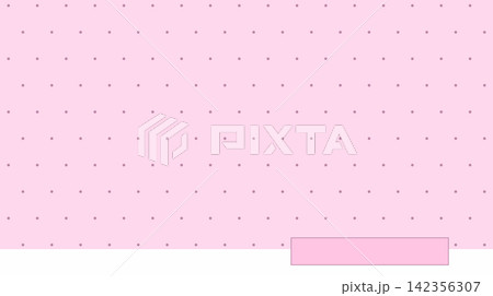 Cute pastel pink polka dot background with white bottom section and accent badge 142356307