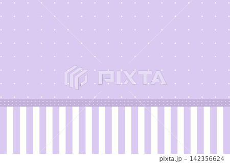 Pastel purple polka dot background with vertical striped bottom border. Pastel purple polka dot background with vertical striped bottom border. 142356624