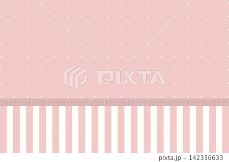 Pastel red polka dot background with vertical striped bottom border. Pastel red polka dot background with vertical striped bottom border. 142356633