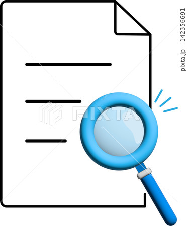 書類を虫眼鏡で確認するイラスト 142356691