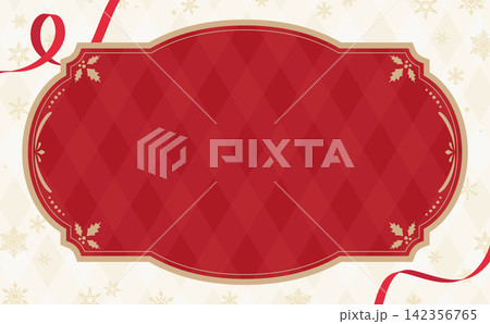 アンティークフレームの赤色クリスマスフレーム4_横 142356765