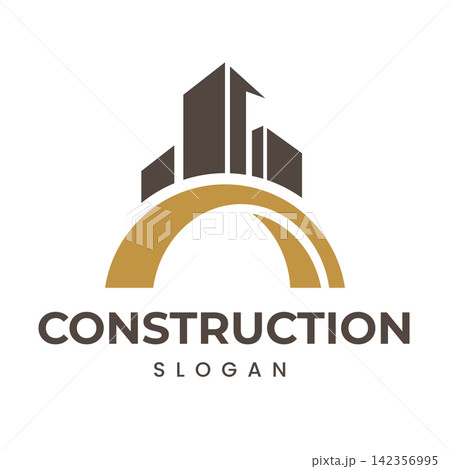 Modern Bridge Arch with City Skyline Logo for Construction Engineering Company Modern Bridge Arch with City Skyline Logo for Construction Engineering Company 142356995