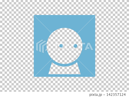 A simple and cute square icon of a human figure facing to the right (blue) A simple and cute square icon of a human figure facing to the right (blue) 142357124