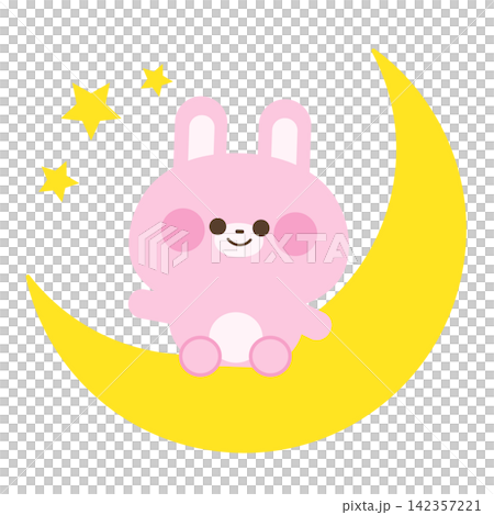 A rabbit sitting on a crescent moon A rabbit sitting on a crescent moon 142357221
