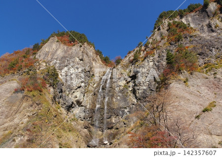 秋の白山白川郷ホワイトロード　ふくべの大滝 142357607