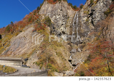 秋の白山白川郷ホワイトロード ふくべの大滝 秋の白山白川郷ホワイトロード ふくべの大滝 142357623