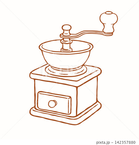 Vintage Coffee Grinder Hand Drawn Illustration 142357880