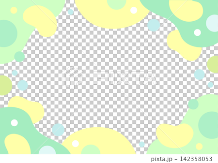 柔和的綠色和黃色弧形邊框背景（中間留有文字空間，普普藝術風格）。 142358053