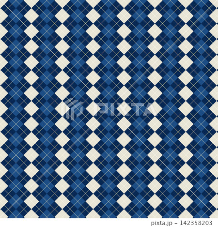 Blue and Cream Argyle Plaid Seamless Pattern Background Blue and Cream Argyle Plaid Seamless Pattern Background 142358203