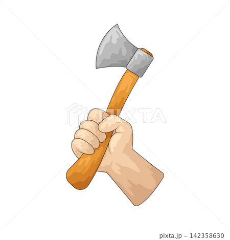 Illustration of Hand holding Axe 142358630