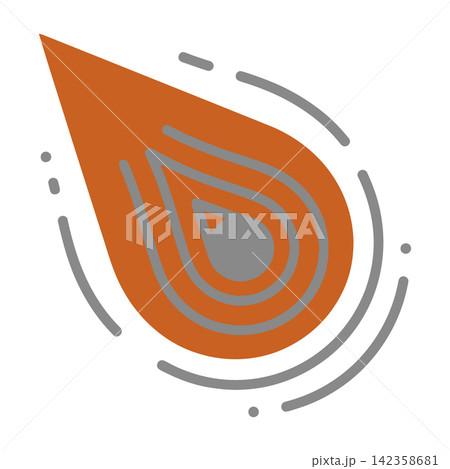 Abstract geometric orange droplet logo design with gray concentric rings and dots Abstract geometric orange droplet logo design with gray concentric rings and dots 142358681