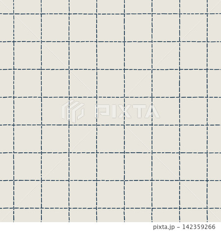 Hand Stitched Blue Check Seamless Pattern for Textiles Hand Stitched Blue Check Seamless Pattern for Textiles 142359266