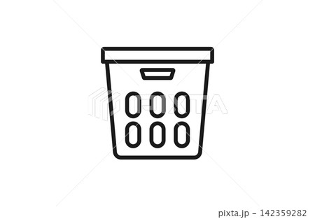 洗濯物を入れて運ぶ洗濯かごの線画アイコン 洗濯物を入れて運ぶ洗濯かごの線画アイコン 142359282