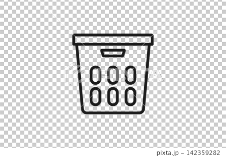 洗濯物を入れて運ぶ洗濯かごの線画アイコン 洗濯物を入れて運ぶ洗濯かごの線画アイコン 142359282