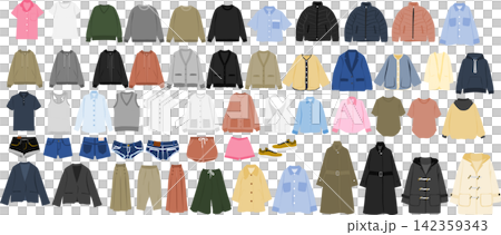 Clothing illustration set Clothing illustration set 142359343