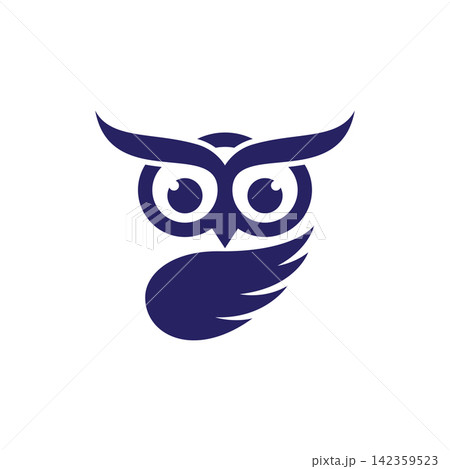 Owl Head with Curved Wing Logo Icon 142359523