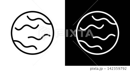 Planet Venus Line Icon Set. Astronomy, Space Exploration, And Celestial Body Outline Symbol Collection. Planetary Science And Solar System Study. Editable Stroke. Isolated Vector Illustration 142359792