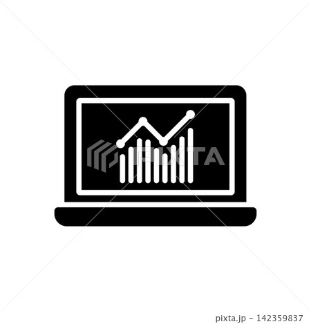 Laptop With Graph Solid Icon. Data Analysis, Business Analytics, And Performance Tracking Silhouette Symbol. Financial Insights. Isolated Vector Illustration Laptop With Graph Solid Icon. Data Analysis, Business Analytics, And Performance Tracking Silhouette Symbol. Financial Insights. Isolated Vector Illustration 142359837