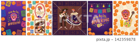 Set of five Dia de los Muertos posters 142359878