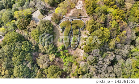 神戸市街地 市章山とイカリ山 快晴の上空より望む 神戸市街地 市章山とイカリ山 快晴の上空より望む 142361559