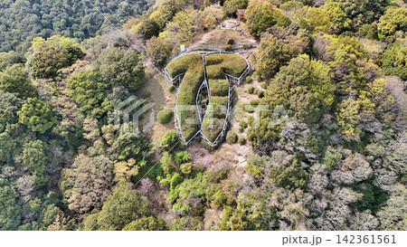神戸市街地　市章山とイカリ山　快晴の上空より望む 142361561