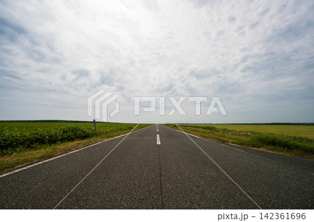エサヌカ線の真っ直ぐな道 エサヌカ線の真っ直ぐな道 142361696