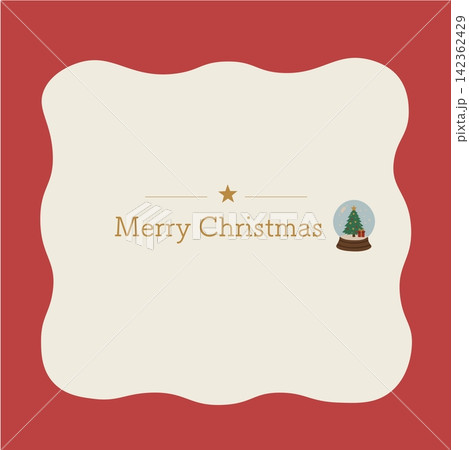 クリスマス バナー メリークリスマスの文字とスノードームのイラスト クリスマス バナー メリークリスマスの文字とスノードームのイラスト 142362429