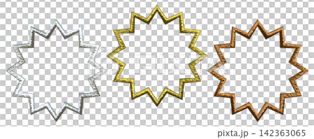 Gold, Silver, and Bronze Star-Shaped Ranking Frame Set, 3D Metallic Material Gold, Silver, and Bronze Star-Shaped Ranking Frame Set, 3D Metallic Material 142363065