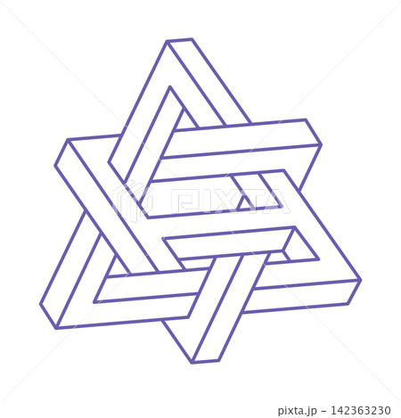 Logo. Impossible shape, optical illusion, vector. Optical art objects. Geometric figures. Line art. 142363230