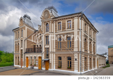 Main facade of Great Choral Synagogue in Grodno, Belarus. Moorish and eclectic style religious architecture under daylight Main facade of Great Choral Synagogue in Grodno, Belarus. Moorish and eclectic style religious architecture under daylight 142363359