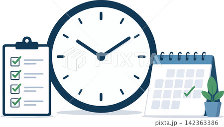 Vsai managing time and planning tasks with clock and calendar 142363386