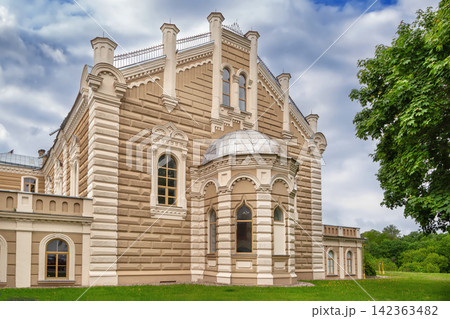 Great Choral Synagogue in Grodno, Belarus back view. Partly cloudy day, historic jewish architecture and landmark Great Choral Synagogue in Grodno, Belarus back view. Partly cloudy day, historic jewish architecture and landmark 142363482