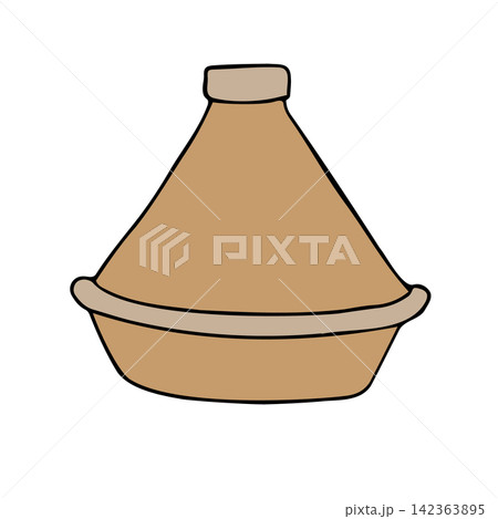 Vector hand drawn sketch doodle outline tagine Vector hand drawn sketch doodle outline tagine 142363895