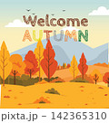 Welcome Autumn Countryside Landscape Square Vector Illustration 142365310