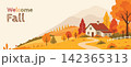 Welcome Fall Autumn Countryside Landscape Wide Banner 142365313