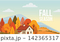 Fall Season Autumn Landscape Web Banner Flat Vector Illustration 142365317