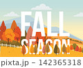 Fall Season Countryside Landscape Flat Vector Illustration 142365318