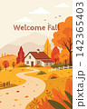 Welcome Fall Autumn Countryside Landscape Illustration 142365403